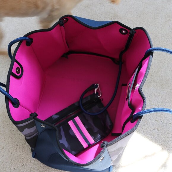 Camouflage Tote Bag with Pink Stripes - Picture 5 of 9